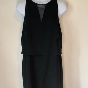 White House Black Market Sleeveless Layered Dress w/ Hi Low Hem Black Size 8